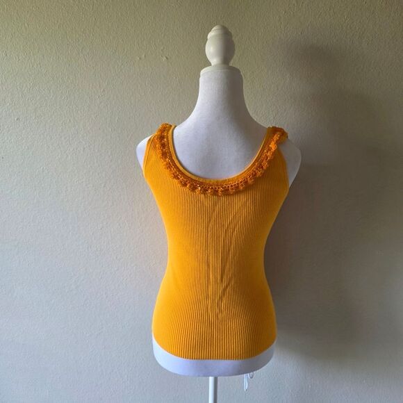 Vintage Cache Orange Beaded Neckline Tank Top Small - Picture 2 of 5